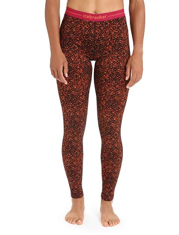 Black / Cherry Women's Icebreaker Merino 200 Oasis Lichen Leggings | USA 1525NWYB